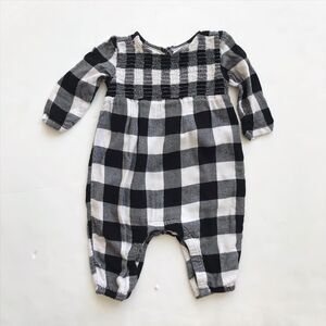 Old Navy buffalo plaid smocked  jumpsuit VGUC 6-12 months